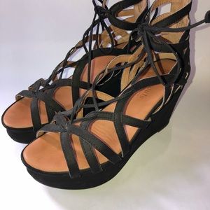 Popular Gentle Souls Joy platform wedge sandals in black